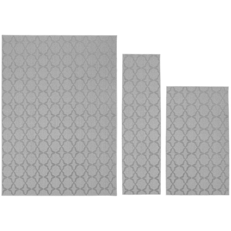 Ensemble de tapis touffetés à motif géométrique argenté togut