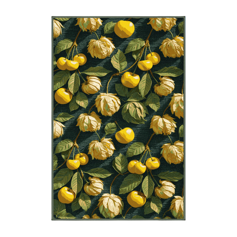  Tapis lavable à motif de cerises moulues, Rectangle 7 pi x 9 pi