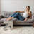 Ottoman, Modern Velvet Multifunctional Arrow Design for Living Room Bedroom | Light Gray + Beige | Velvet-113402876