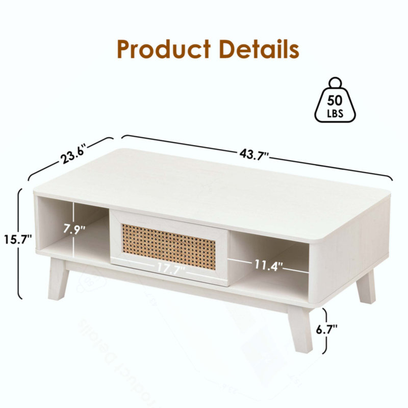 Toulouse Single Coffee Table, White