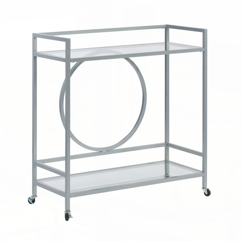 Chariot-bar à roulettes avec cadre en métal durable, Gris