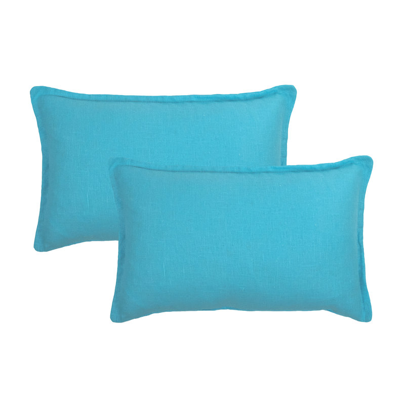 Frisco Linen Reversible Throw Pillow, Light Blue