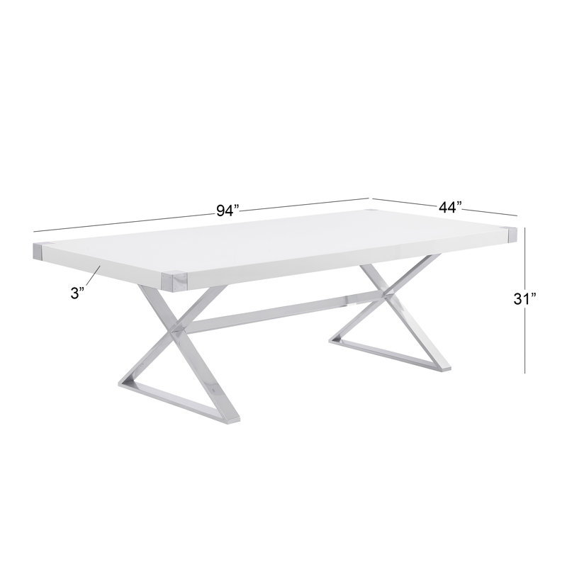 Table de salle à manger Kierstan, Argenté, L 94 po x l 44 po