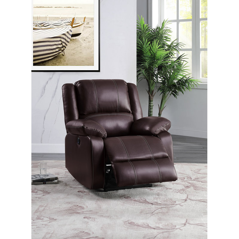 Hagar Upholstered Motion Recliner, Brown, Manual