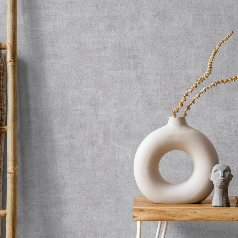 Orom II Collection Patinated Plain Wallpaper Roll, Beige