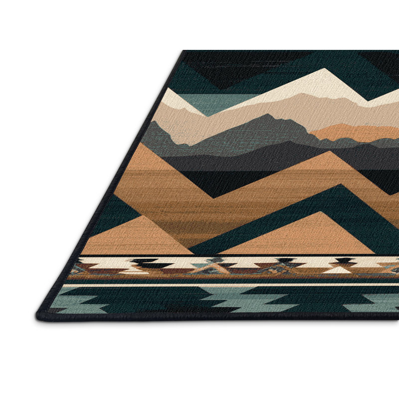  Tapis lavable Mountain Ridge Southwestern, Rond 4 pi