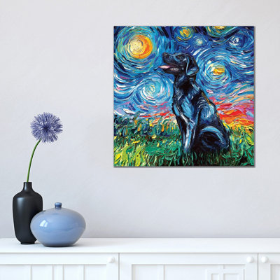 Reproduction d’art, "Black Labrador night I" par aja Trèves