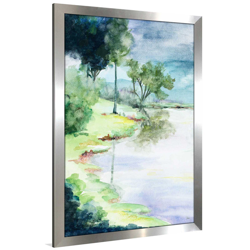 «My Dream Place», reproduction de peinture à l'aquarelle, H 39,5 po x l 27,5 po x P 0,75 po, Encadrement argenté
