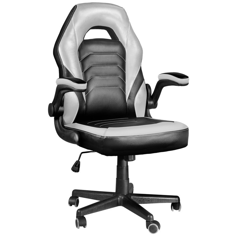 Fauteuil de jeu et de course pivotant réglable en cuir Inbox Zero Racing, gris