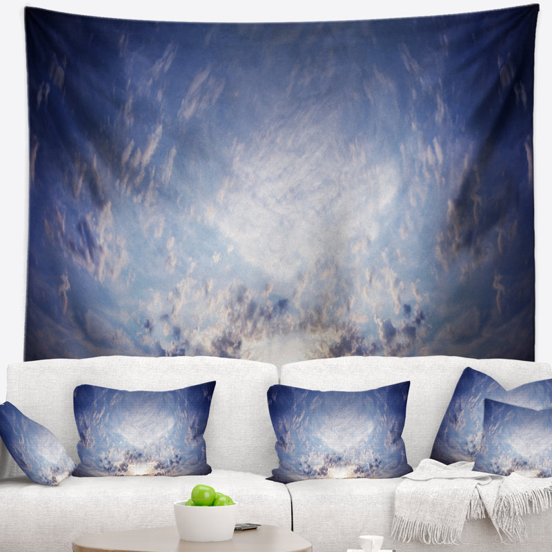 Tapisserie de paysage céleste bleu photographie, H 32 po x l 39 po
