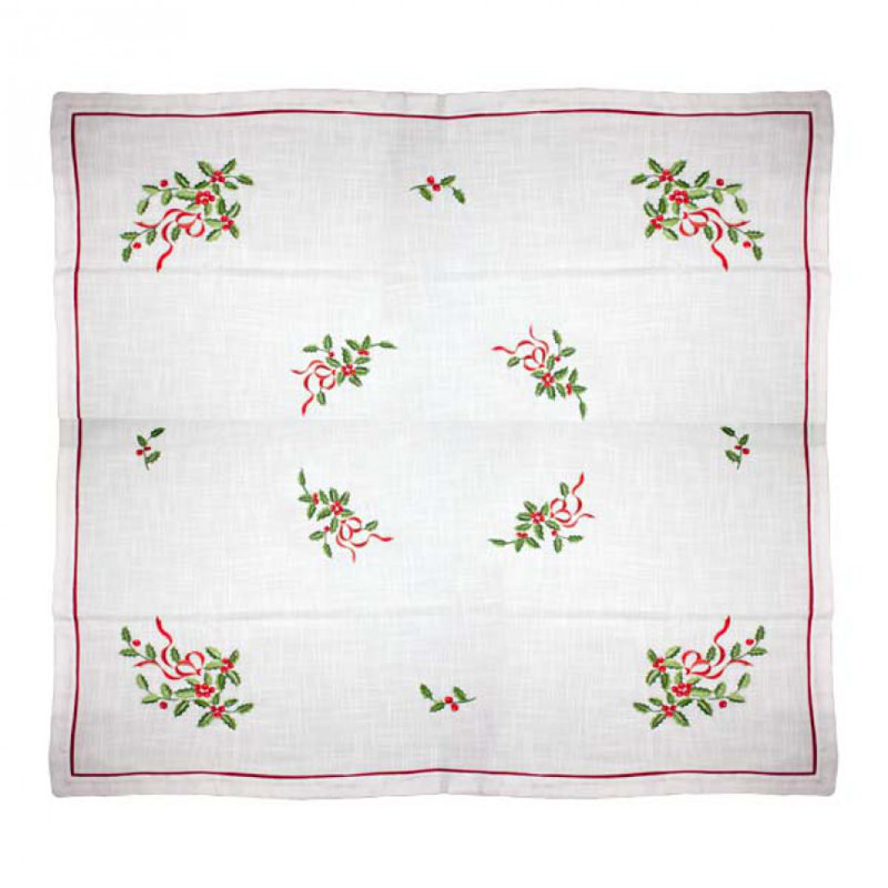 Holly Embroided Square Tablecloth