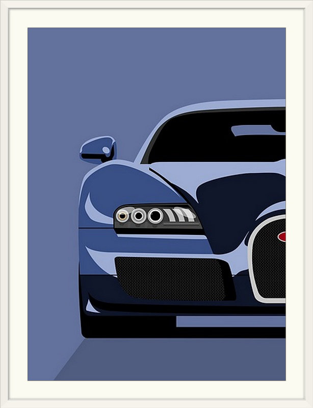 «Bugatti Veyron» par Francy, impression, H 32 po x l 26 po x P 1 po, Cadre blanc