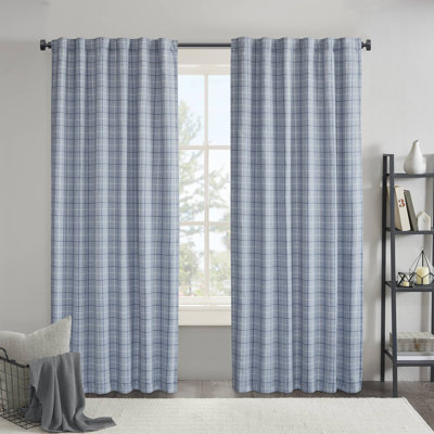 Thermal Insulating Fleece-lined Plaid Curtain Polyester Cozy Winter Living Room Decor