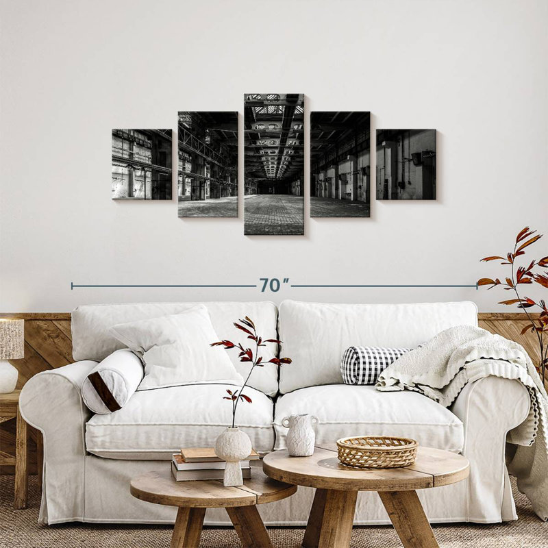 Monochrome Abandoned Factory, 24" H x 55" W