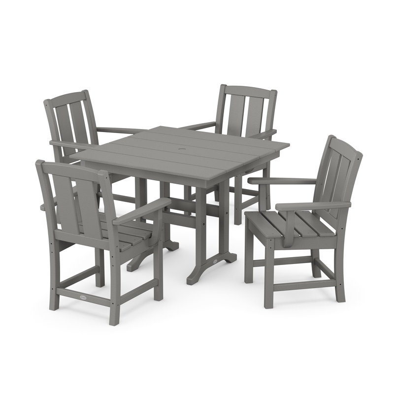 Mission 5-Piece Farmhouse Dining Set, Slate Gray