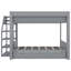 Lit superposé convertible en bois pleine grandeur avec escalier de rangement, table de chevet et 3 tiroirs pour enfants et adolescents, gris