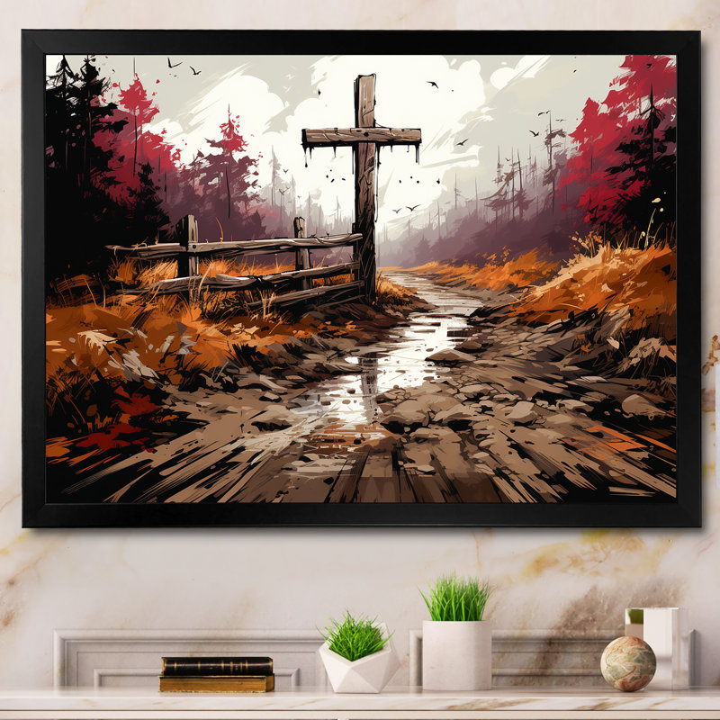 «Christian Serenity», art mural mural, Cadre d'angle fermé noir, H 12 po x l 20 po x P 1 po