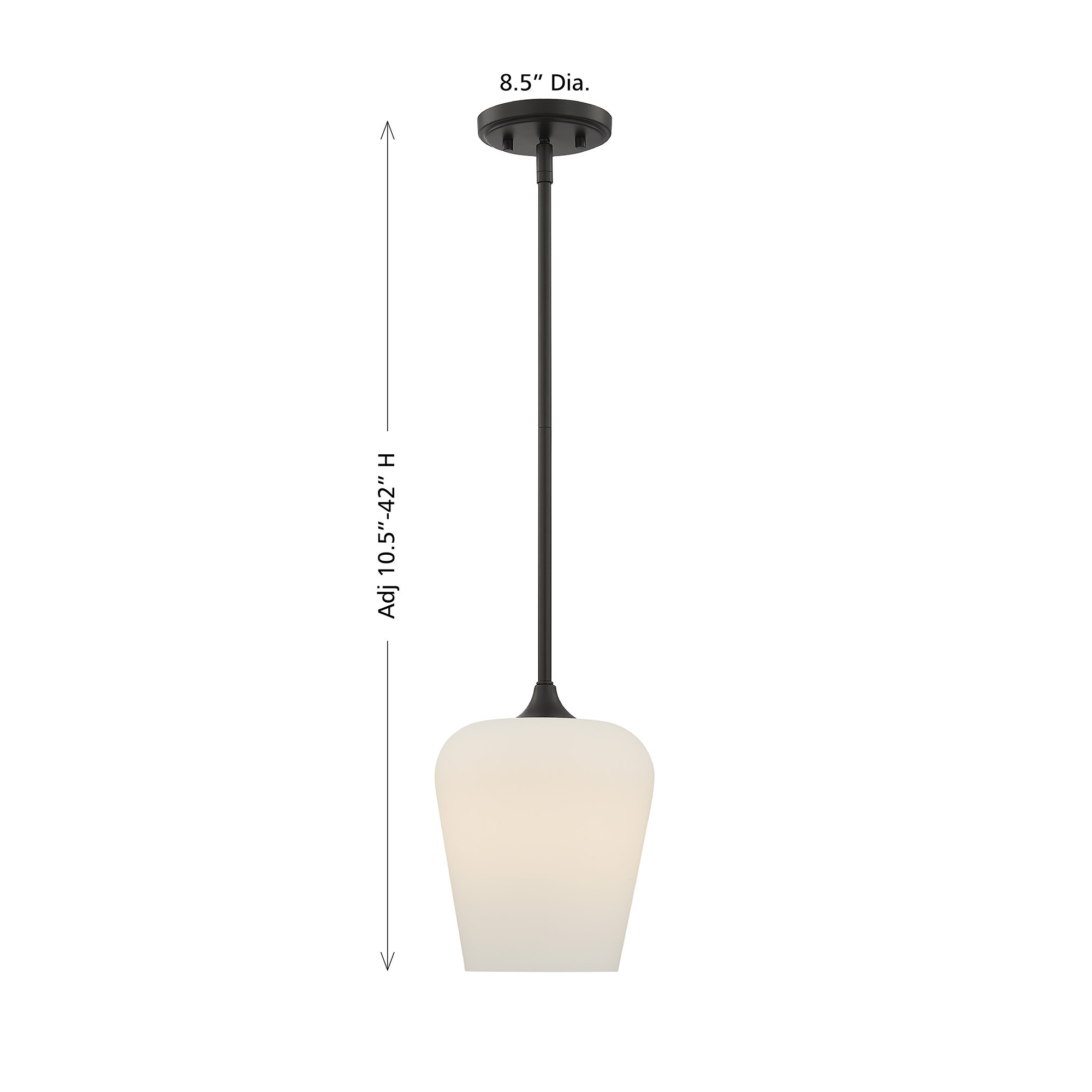 Breena Single Light Glass Steel Dimmable Pendant, White, Matte Black