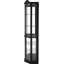 Vitrine de coin en verre à assemblage rapide avec portes à ouverture rapide, tablettes personnalisables, 4 W doux, noir