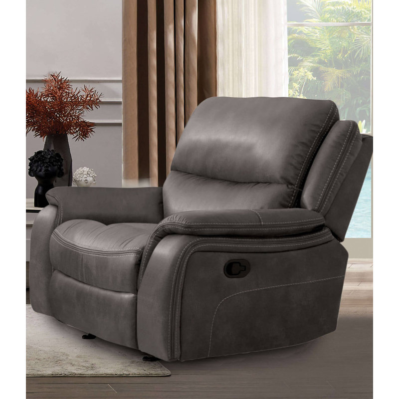 42.4" W Transitional Glider Recliner, Dark Gray, Dark Gray