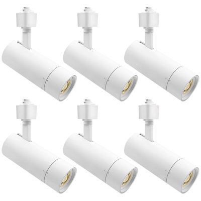 Luxrite 2.5 In. Zoomable LED Track Light, 5CCT, CRI90, 15W, 1050LM, Dimmable, 358° + 90° Tilt & 20°-50° Beam, H Type Track Light, ETL, White 6 Pack