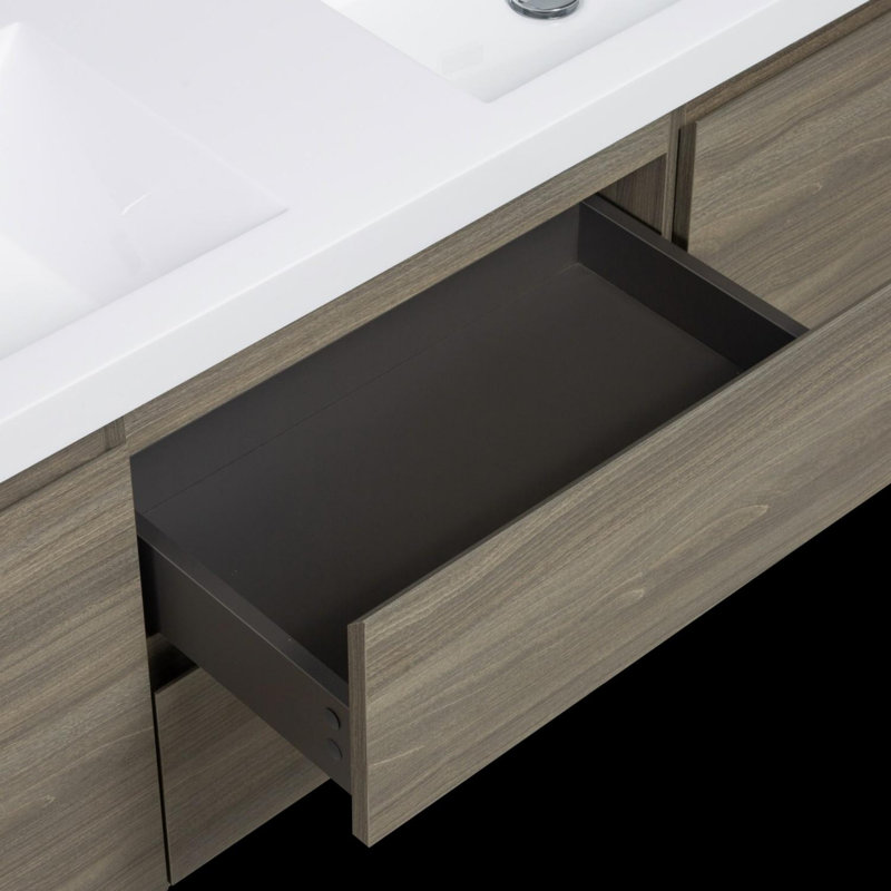 Meuble-lavabo mural avec double lavabo, Gris