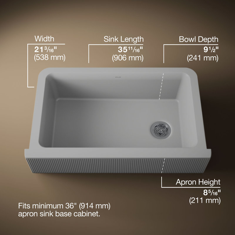 Évier de cuisine de cuisine encastré à simple cuve Cairn®, Gris mat