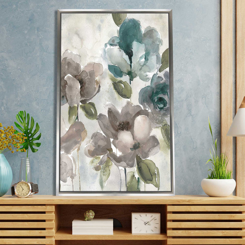 Topaz Garden II - Peinture, L 31,5 po x H 51,5 po, Encadrement argenté