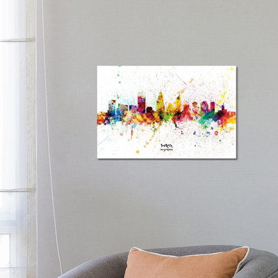 Perth Australia Skyline Splash by Michael Tompsett - 1 Piece Wrapped Canvas Wall Art