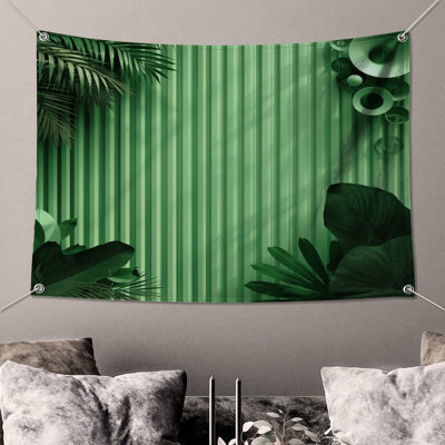 Green Vertical Stripes Wall Tapestry - Plants Wall Decor