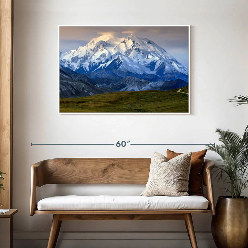 Denali en Alaska, Cadre flottant blanc, 40 po x 27 po