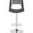 Weathered Oak Bar Stool With Curved Seat, Diamond Back, And 360 Swivel Function Swivel, Adjustable Height, Black Upholstery In For