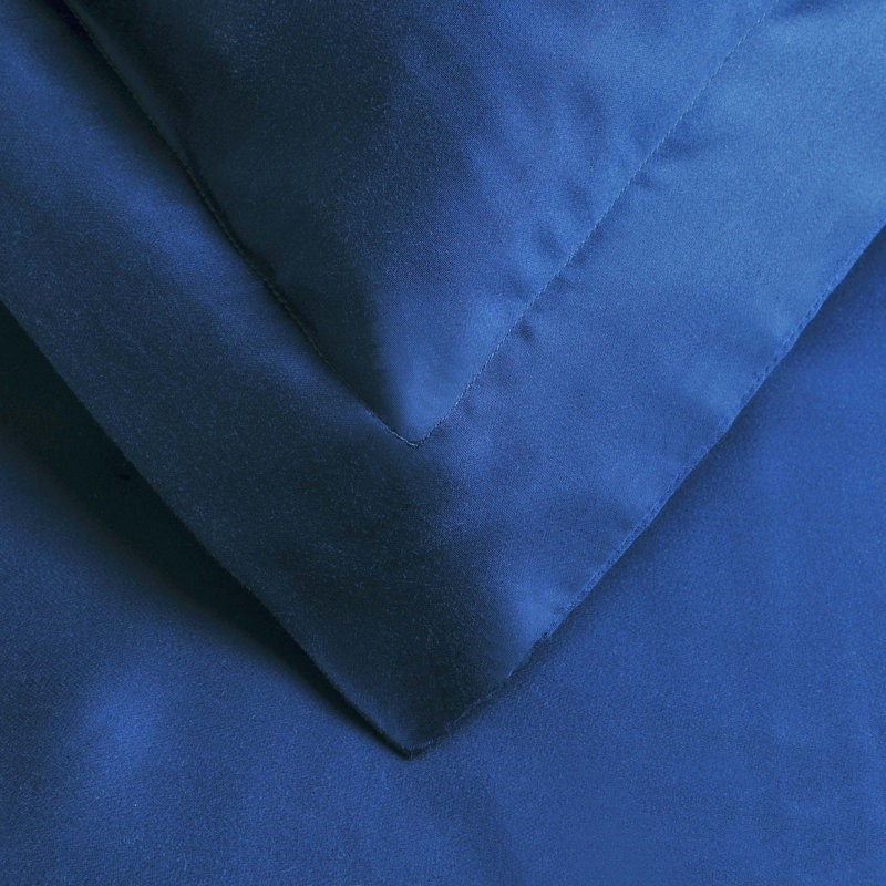 Ensemble de housse de couette en bois de hêtre BNM, Housse de couette pour grand lit et 2 taies décor, Bleu marine