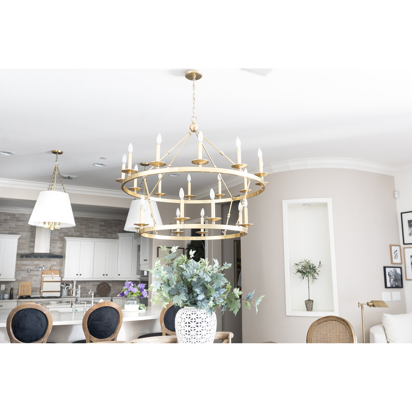 Trejuan 4 Light Faux Silk Pendant, Aged Brass