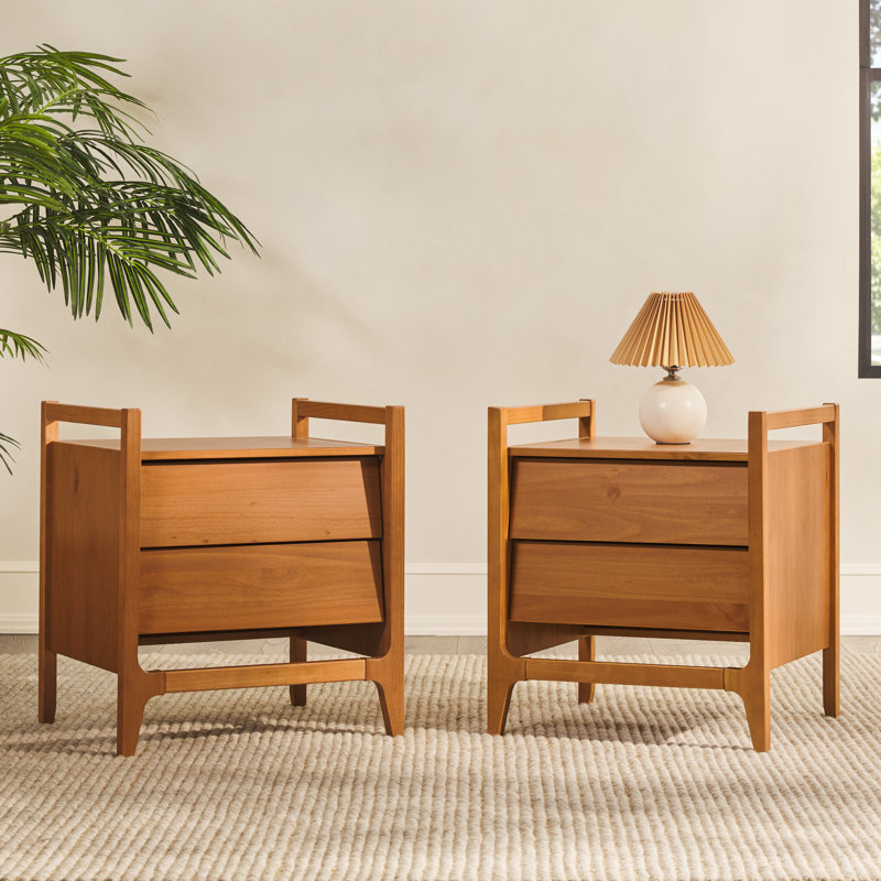 Maesie 2-Drawer Solid Wood Nightstands, Brown