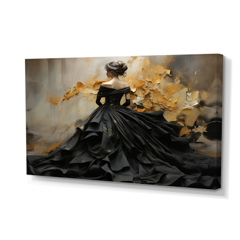 «Fashion Elegance Unveile Gold» - Art mural sur toile