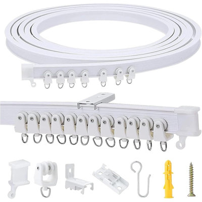 3 Metres (9.8FT) Flexible Bendable Ceiling Curtain Track For Room Divider,Window Treatment,Bay,Shower,Trailer Motorhome,Hospital Curtain Track System-Easy Installation