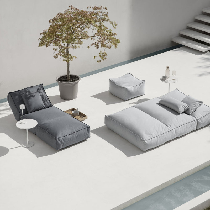 Petite chaise longue d'extérieur avec appui-tête inclinable STAY, Pierre