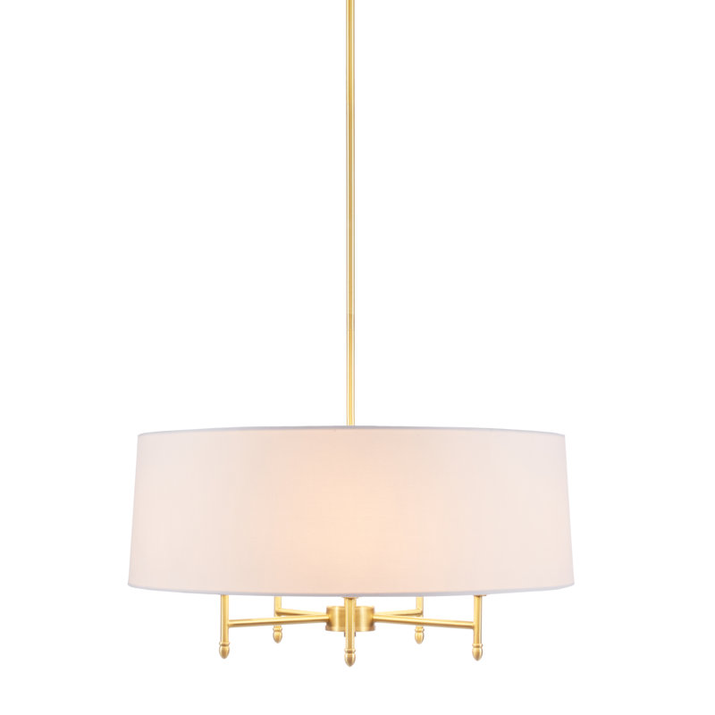 Lustre tambour 5 lumières Rios Modern Elegance, Blanc, Doré