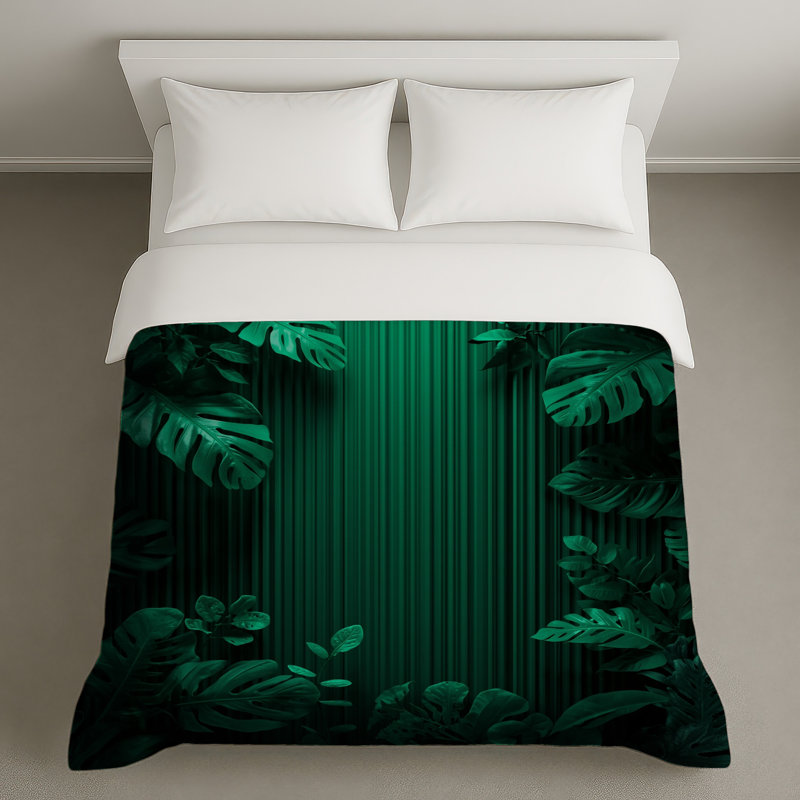 Tropical Green Foliage Duvet Covers, Queen