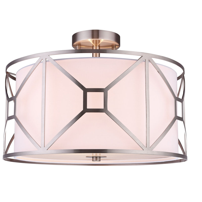 Semi Flush Mount, 8.5" H x 17" W x 17" D, Brass