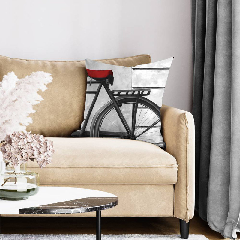 Rear bicycle - 20"x20" Throw pillow cover - Poly twill - Print on demand, 20"H x 20"W
