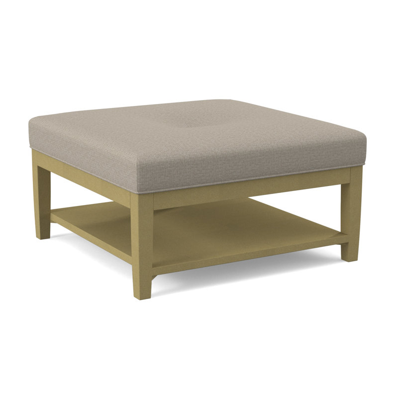Repose-pieds Hammond avec rangement, Tissu beige performant - 0851-73, Finition laiton