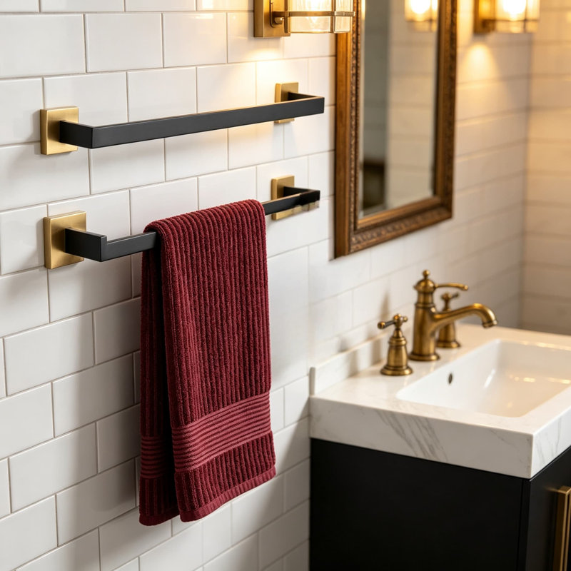 Ensemble d'accessoires de salle de bain haut de gamme en acier inoxydable - Ensemble de 4 porte-serviettes muraux pour salle de bain moderne