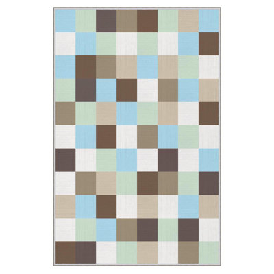 Tapis tissé de qualité supérieure, 100% polyester, 4,6 x 7,2 pi | Pois antibactérien antidérapant en PVC | Impression numérique 3D, lavable à la machine, hauteur des poils: 0,3 po | Idéal pour le salon, la chambre à coucher et les espaces repas