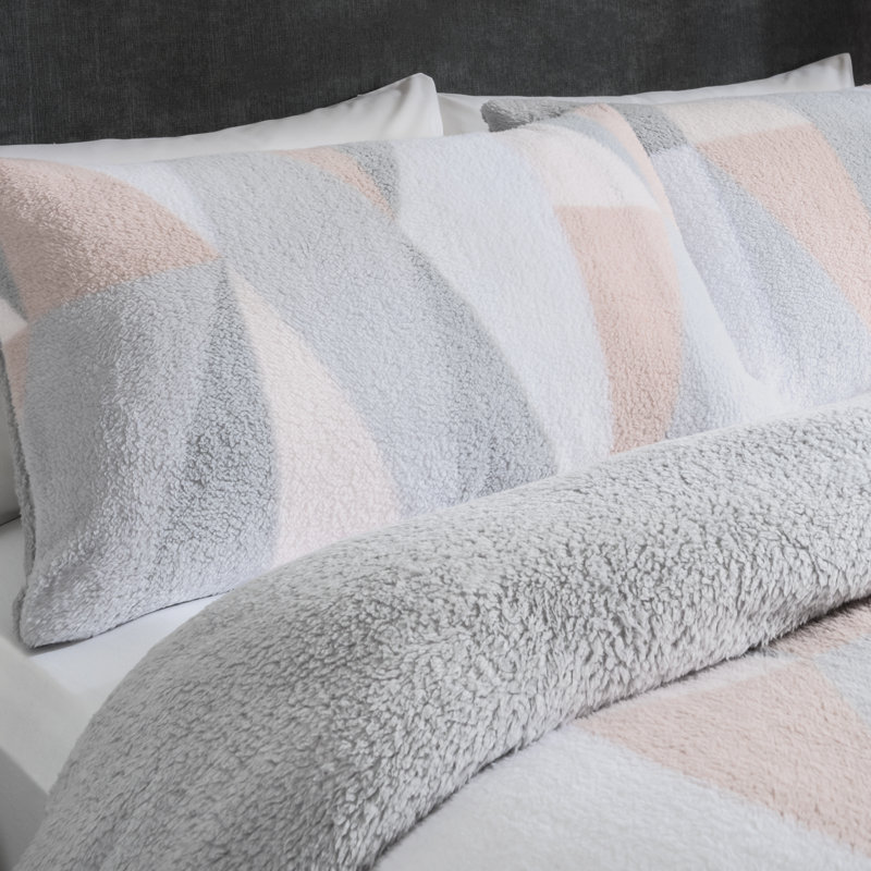 Marview Polyester Geometric Shapes Duvet Cover Set with Pillowcases, 135 x 200cm Duvet Cover + 1 Standard Pillowcases, Blush