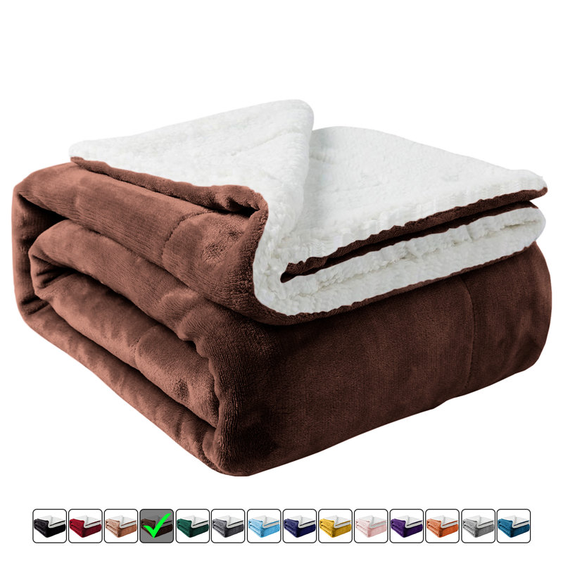 -Soft Sherpa Throw & Bed Blanket, Coffee, Throw  (60" L x 50" W)