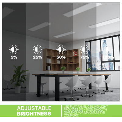 Dimmable 1X4 LED Troffer Light Fixture With 3 Color Temperatures 4000 Lumens 110 Lumen Watt Flat Panel Drop Ceiling Lighting For Office Retail