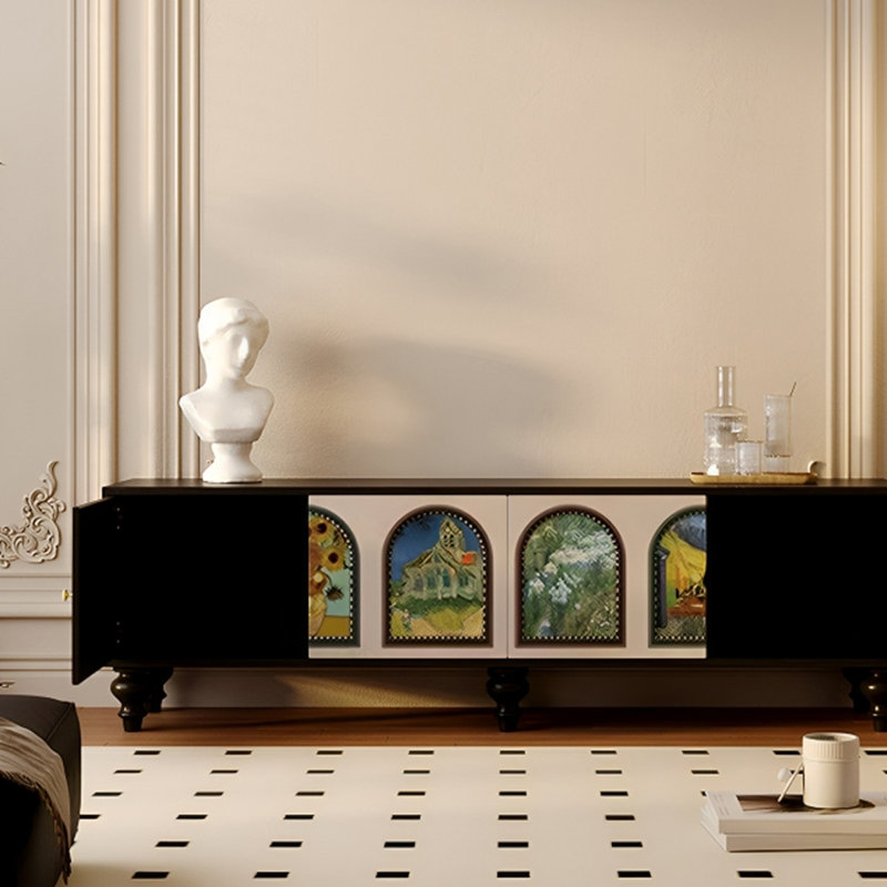 Meuble télé en pin style français, H 21,65 po x L 70,86 po x l 15,75 po