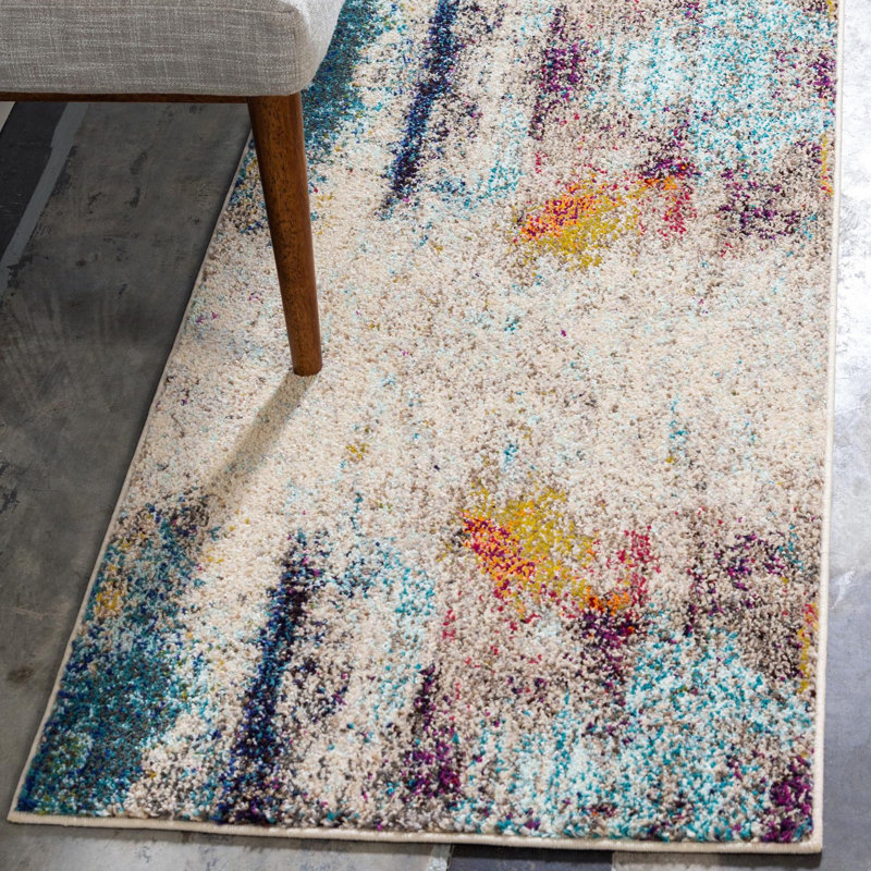 Keimar Washable Abstract Indoor Rug, Runner 2'7" x 12'